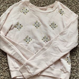 Baby pink sweater with bedazzles